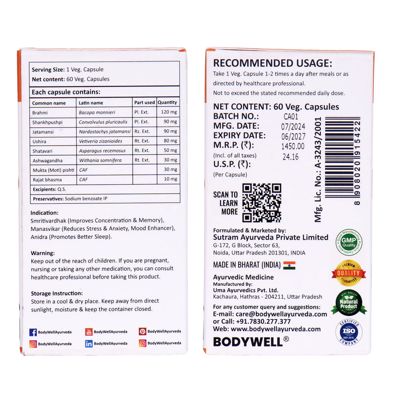 BrainoMax, 500mg, Veg. Capsules